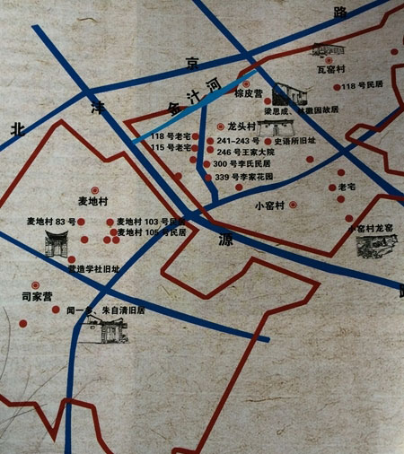 梁林舊居區位圖(圖片來源于網絡) 梁林舊居區位圖(圖片來源于網絡)