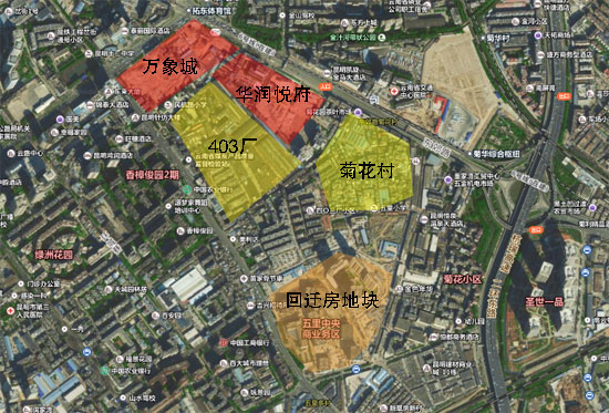 五里多片區拆遷情況(各地塊為大致范圍) 五里多片區拆遷情況(各地塊為大致范圍)