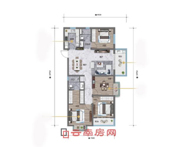 金地商置昆悅E1四室兩廳一廚兩衛130平米戶型圖 金地商置昆悅E1四室兩廳一廚兩衛130平米戶型圖