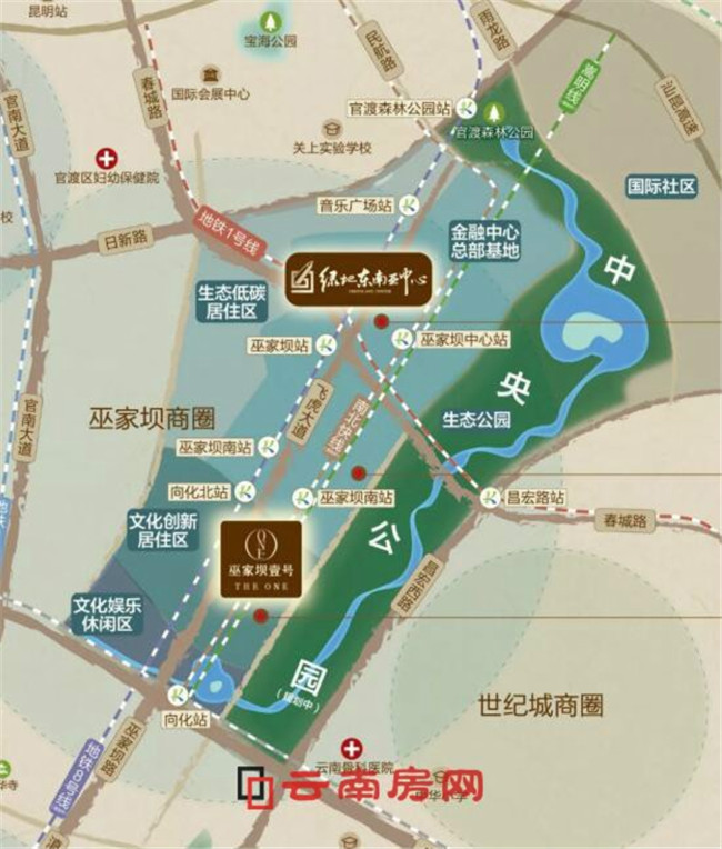 昆明綠地東南亞中心區位圖 昆明綠地東南亞中心區位圖