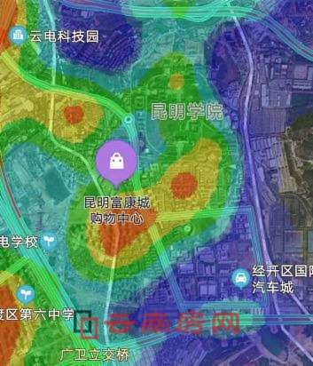 開業(yè)3天后富康城購物中心周邊的百度熱力圖 開業(yè)3天后富康城購物中心周邊的百度熱力圖