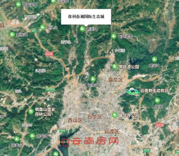 保利春湖項目和昆明主城之間的距離 保利春湖項目和昆明主城之間的距離