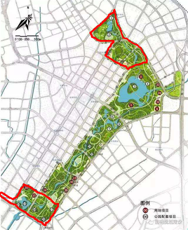 巫家壩中央公園第一、第五標段位置示意 巫家壩中央公園第一、第五標段位置示意