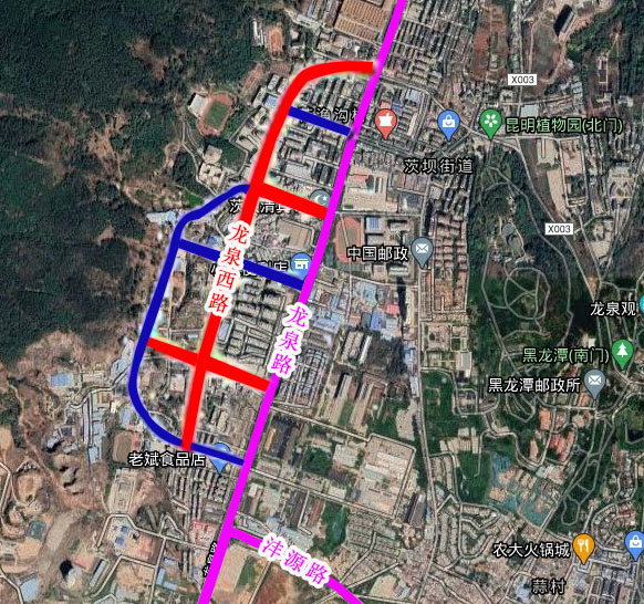 盤龍區此次批復中龍泉西路及四條支路大致路段 盤龍區此次批復中龍泉西路及四條支路大致路段
