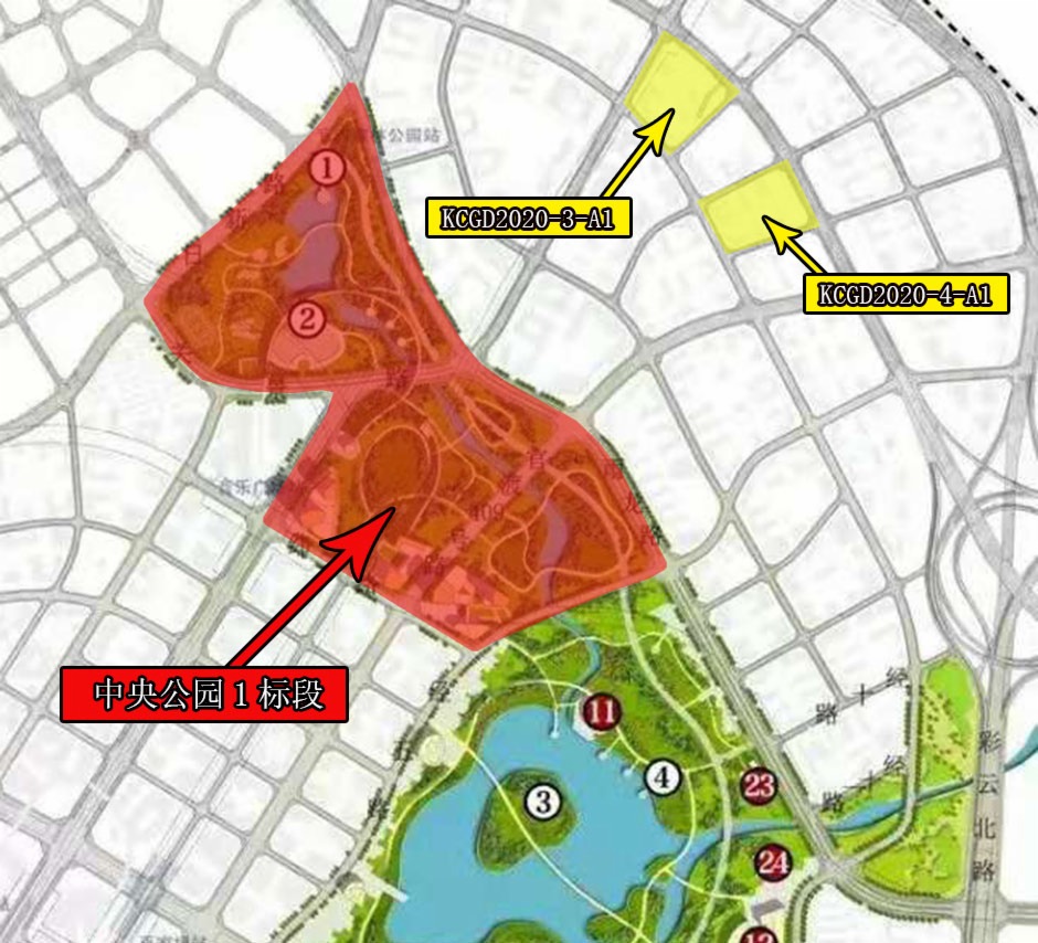 中央公園第一標段與巫家壩“地王”相隔咫尺 中央公園第一標段與巫家壩“地王”相隔咫尺
