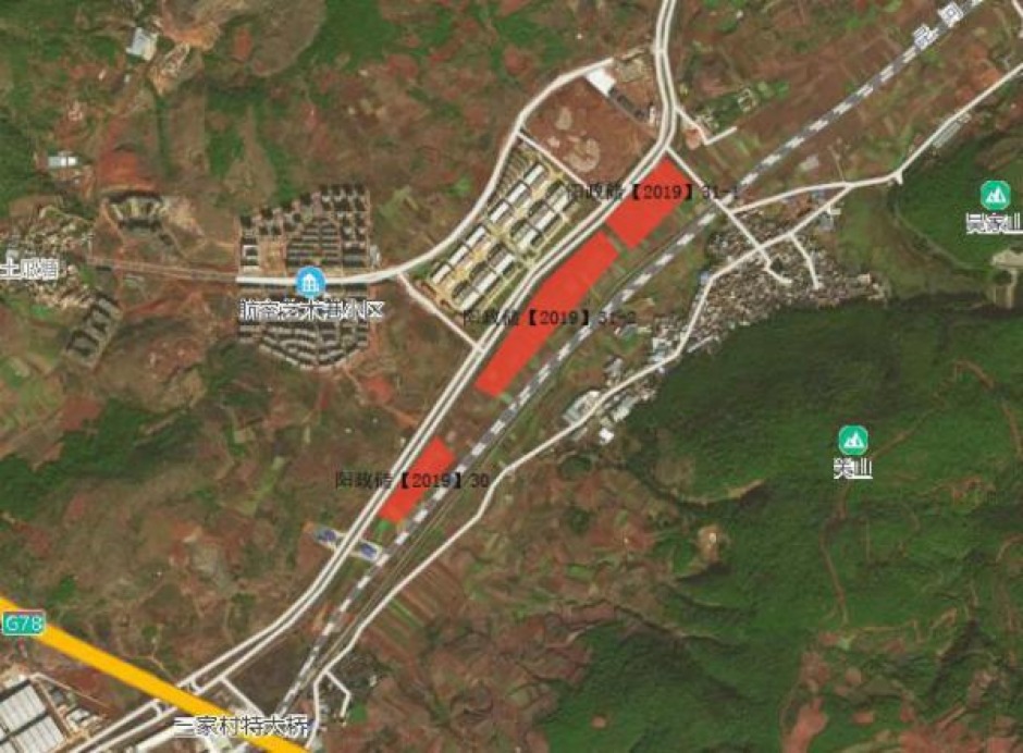 位于陽春大道和航空藝術港南側(cè)兩個4S項目大致位置 位于陽春大道和航空藝術港南側(cè)兩個4S項目大致位置