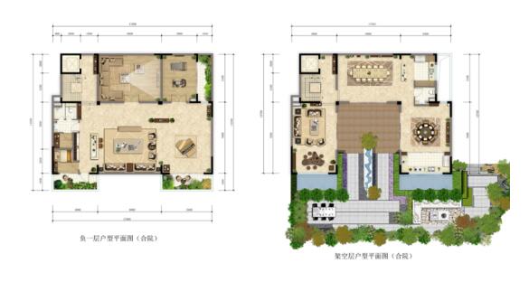 陽(yáng)光城滇池半山合院戶型負(fù)一層及架空層平面圖 陽(yáng)光城滇池半山合院戶型負(fù)一層及架空層平面圖