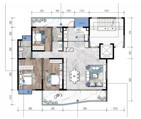 建面約168平米戶型 建面約168平米戶型