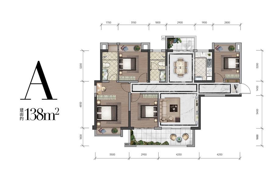 招商雍和府建面約138平米戶型 招商雍和府建面約138平米戶型