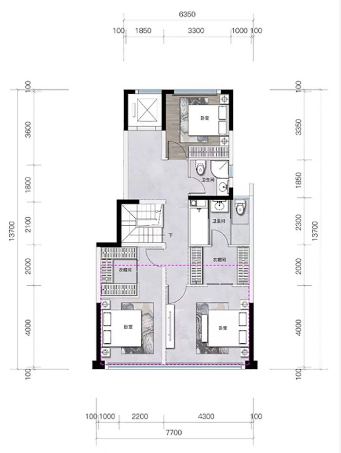 義承金川府150平米中疊戶型四層平面圖 義承金川府150平米中疊戶型四層平面圖