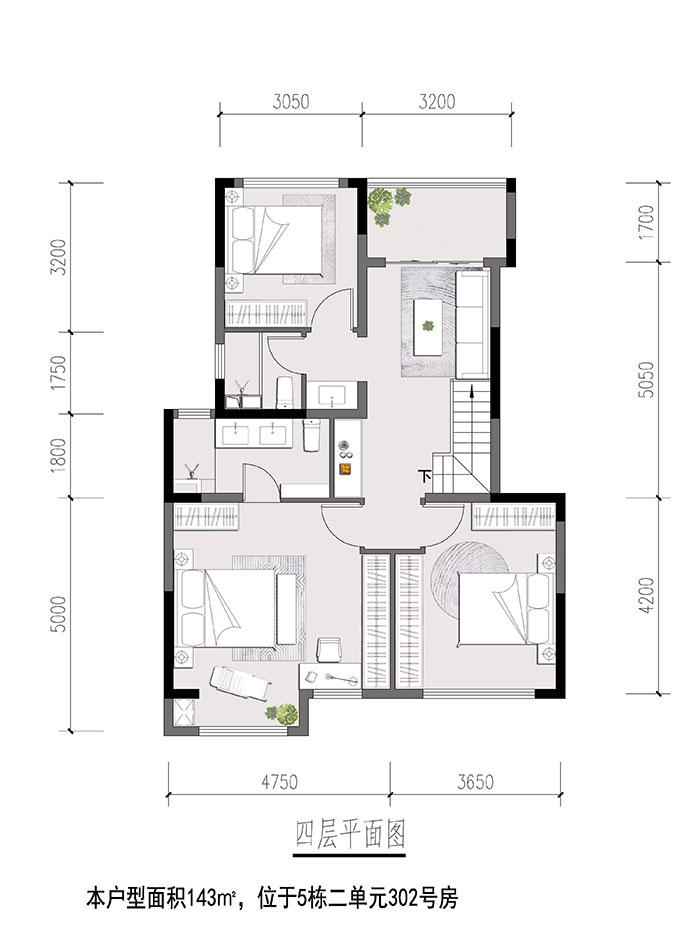 東原印江山143平米中疊四層平面圖 東原印江山143平米中疊四層平面圖