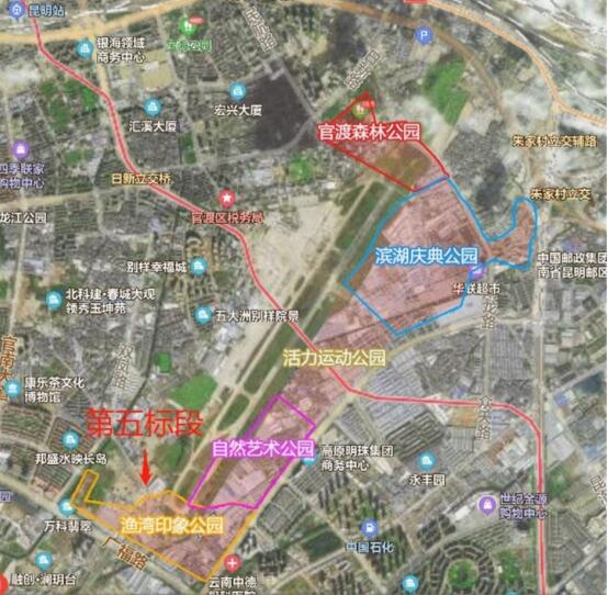 巫家壩中央公園共分為五個標段建設 巫家壩中央公園共分為五個標段建設