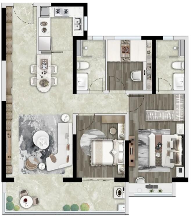 中國鐵建·西派城樾 約119平米戶型圖 中國鐵建·西派城樾 約119平米戶型圖