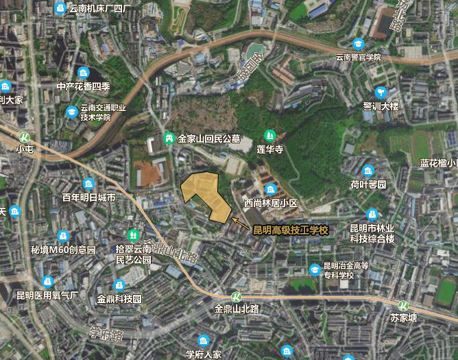 昆明高級技工學(xué)校位置示意 昆明高級技工學(xué)校位置示意