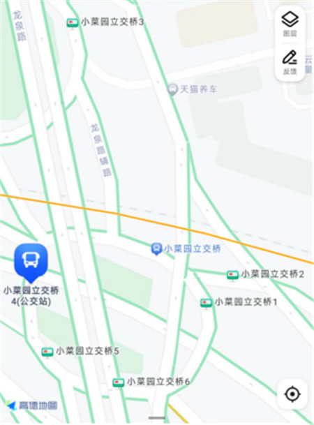 “小菜園立交橋”公交站分布圖(紅圈) 手機截圖 “小菜園立交橋”公交站分布圖(紅圈) 手機截圖