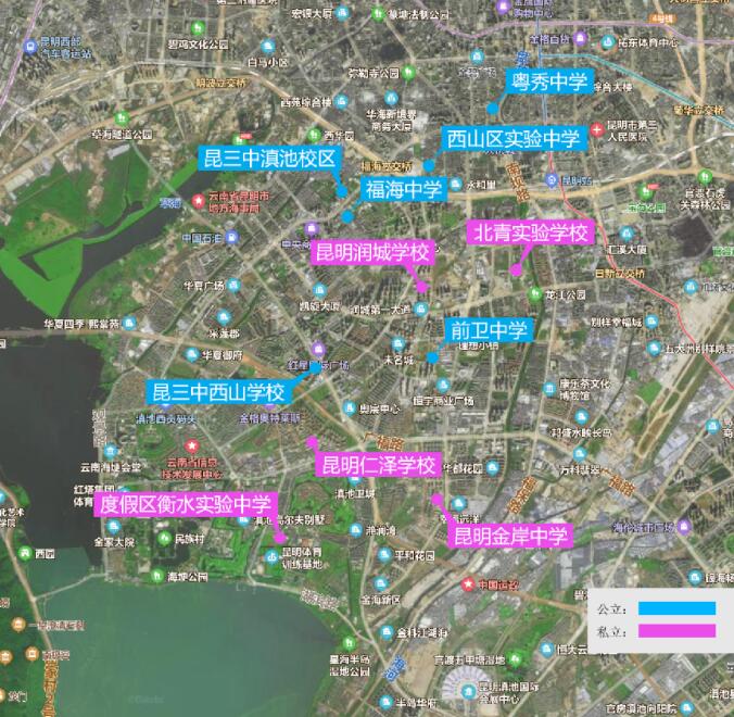 南市核心區初中分布(云南房網制) 南市核心區初中分布(云南房網制)