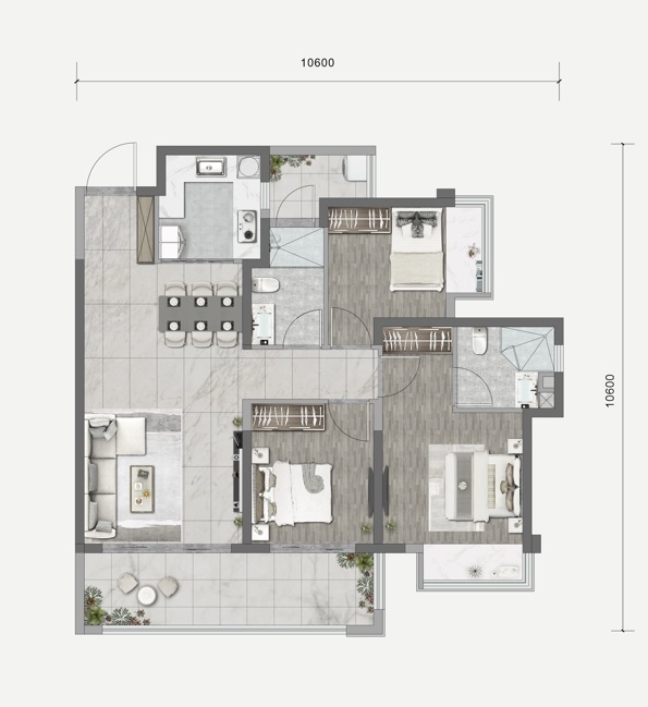 能建未來城約109平戶型示意 能建未來城約109平戶型示意