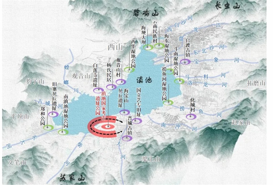 石寨山考古公園位置示意 石寨山考古公園位置示意