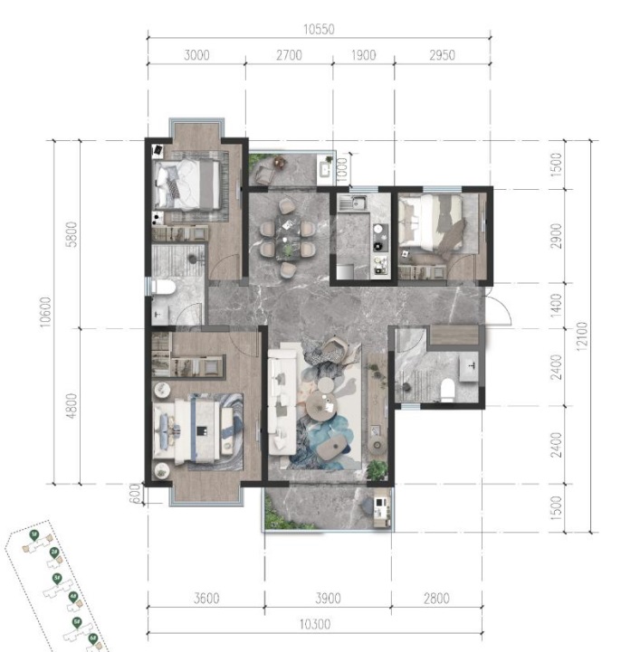 約124平方米三室兩廳兩衛 約124平方米三室兩廳兩衛