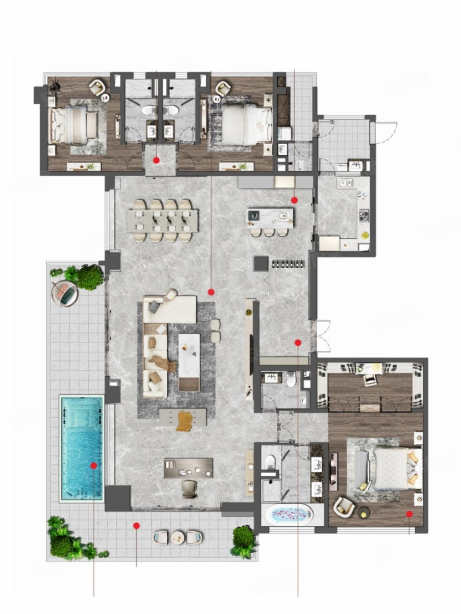 西派國樾365平米戶型是昆明目前在售的面積最大的大平層 西派國樾365平米戶型是昆明目前在售的面積最大的大平層